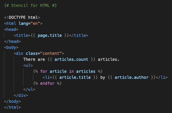 Example of syntax highlighting in HTML
