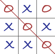 A completed game of Tic-Tac-Toe